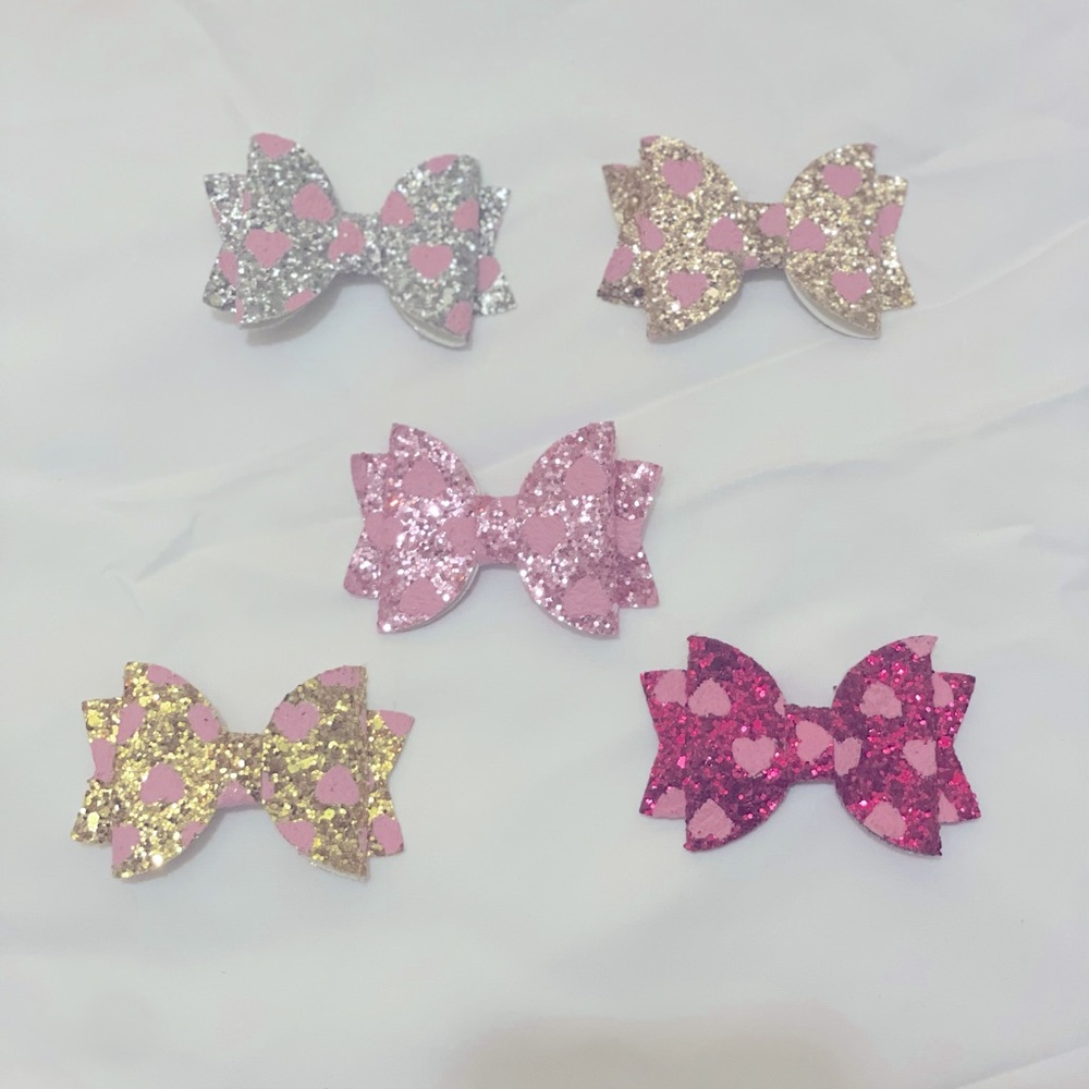 3 inch heart glitter hair bow bowknot sequin hair clip